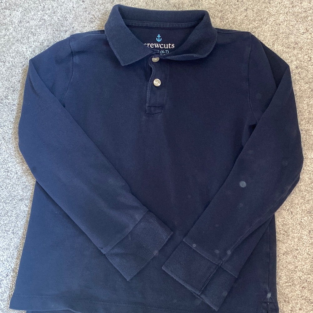 Long sleeve navy polo jcrew boys 6-7